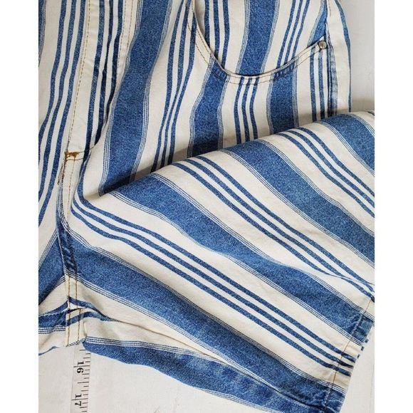 Vintage Striped Shorts 16 Womens Denim Forelli USA Mom Jorts Cotton 90s Wide Bag - Picture 12 of 13